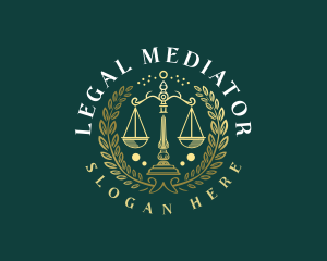 Law Scale Wreath logo design