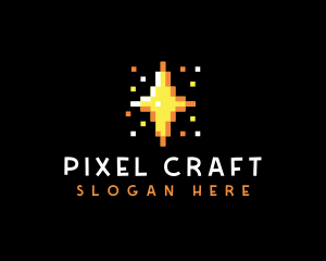 Pixel Star Sparkle logo design