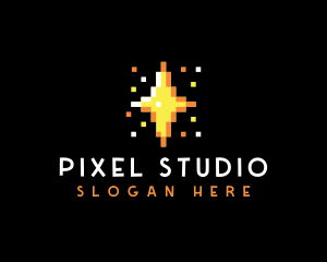 Pixel Star Sparkle logo design