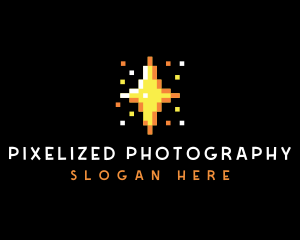 Pixel Star Sparkle logo design