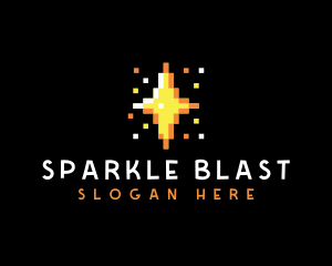 Pixel Star Sparkle logo design