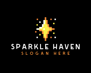 Pixel Star Sparkle logo design