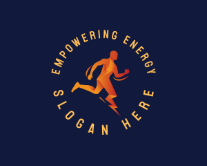 Running Lightning Man logo design