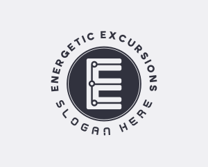 Tech Circuit Letter E logo design