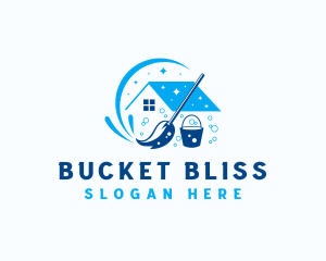 Mop Bucket House Cleaning logo design