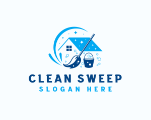 Mop Bucket House Cleaning logo design