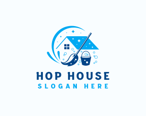 Mop Bucket House Cleaning logo design