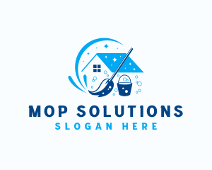 Mop Bucket House Cleaning logo design