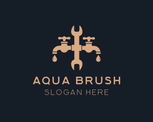 Wrench Faucet Plumbing logo design