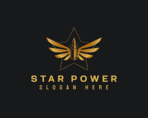 Winged Bullet Star logo design