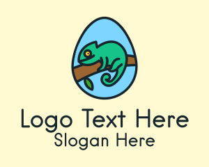 Green Chameleon Reptile Egg Logo