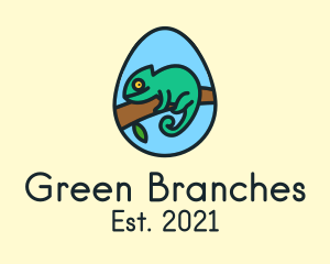 Green Chameleon Reptile Egg logo design