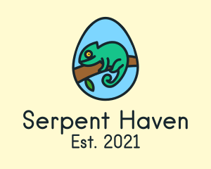 Green Chameleon Reptile Egg logo