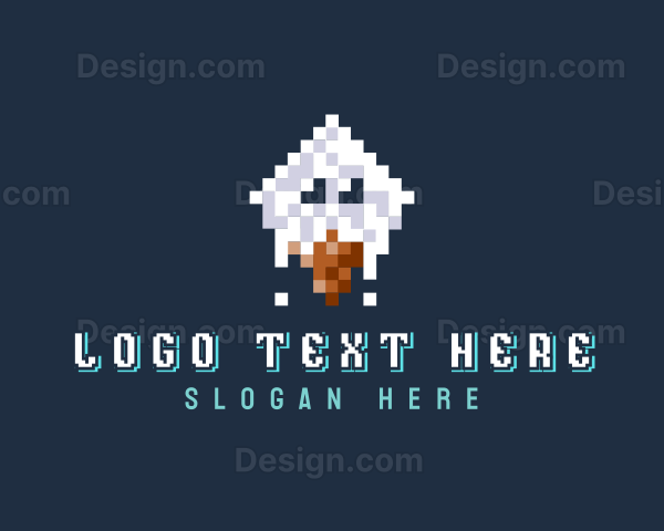 Pixelated Ice Cream Cone Logo