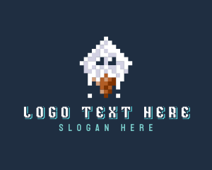 Pixelated Ice Cream Cone logo