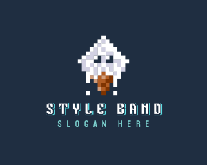 Pixelated Ice Cream Cone logo