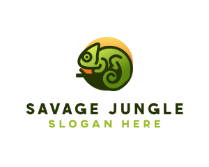 Chameleon Jungle Lizard logo design