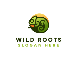 Chameleon Jungle Lizard logo design