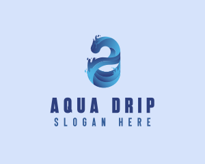 Liquid Water Letter A logo design