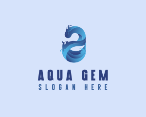 Liquid Water Letter A logo design