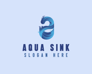 Liquid Water Letter A logo design