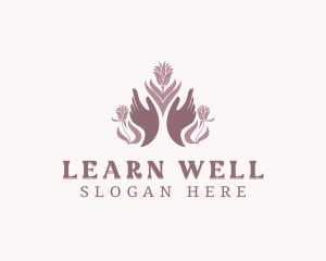 Wellness Flower Hands logo design