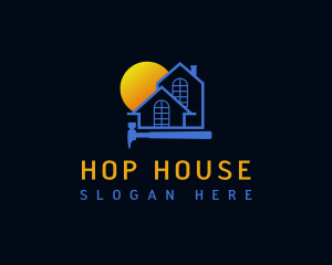 Roof House Construction logo design