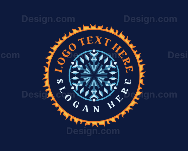 Fire Ice Snowflake Logo