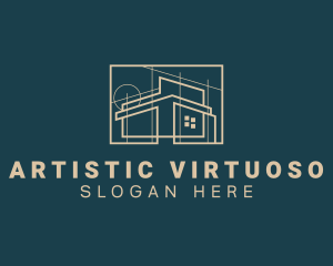 Architect House Blueprint logo design