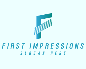 Blue Line Motion Letter F logo design