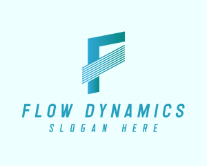 Blue Line Motion Letter F logo design