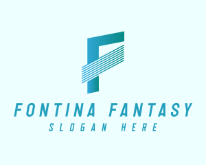 Blue Line Motion Letter F logo design