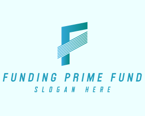 Blue Line Motion Letter F logo design