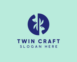 Animal Twin Rabbits logo design