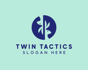 Animal Twin Rabbits logo design