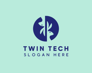 Animal Twin Rabbits logo design