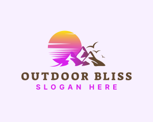 Outdoor Mountain Sunset logo design