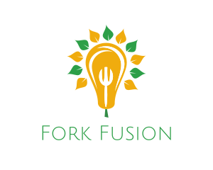 Fork Pear Bulb logo design