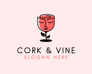 Wine Glass Rose Face logo design