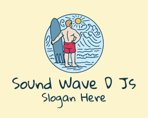 Surfboard Surfer Wave  logo design