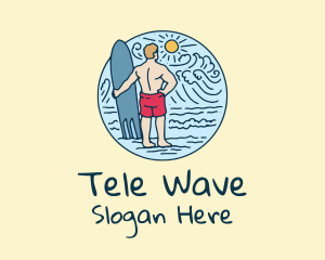 Surfboard Surfer Wave  logo design