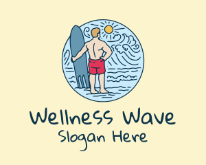 Surfboard Surfer Wave  logo design