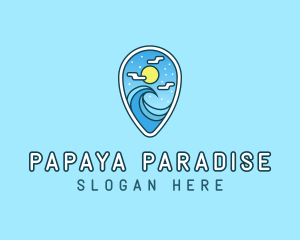 Pin Location Beach logo design