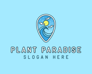 Pin Location Beach logo design