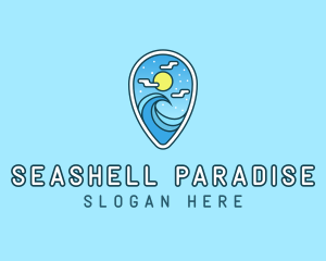 Pin Location Beach logo design