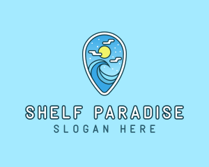 Pin Location Beach logo design