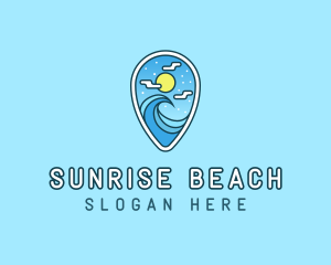 Pin Location Beach logo design