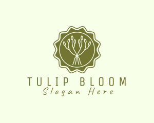 Tulip Flower Badge logo design