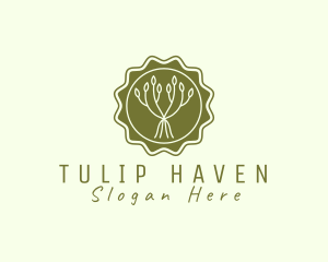 Tulip Flower Badge logo design