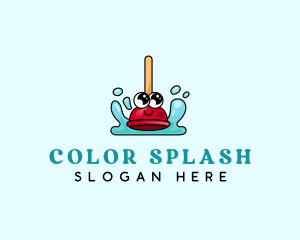 Plumbing Plunger Splash logo design